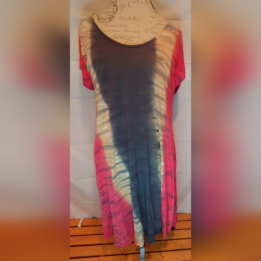 T Party Tie Dye Midi Dress / Swim Cover Up Size Large
